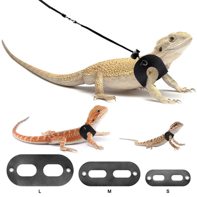 BWOGUE Bearded Dragon Harness and Leash Adjustable Leather Lizard Reptiles Harness Leash for Amphibians and Other Small Pet Animals (S,M,L,3 Pack) - Image 1